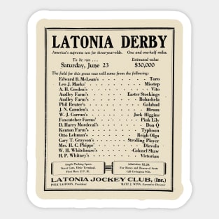 Latonia Derby Ad Sticker